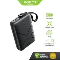 ROBOT Smart Powerbank Mini 37W 10000mAh With Cable USB to Type C Power Bank Real Capacity RT17 Original - Garansi 1 Tahun