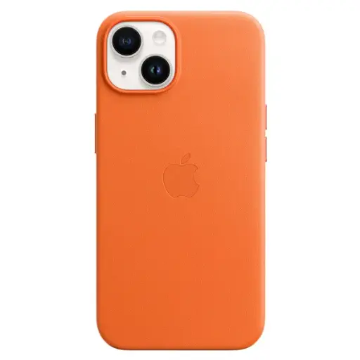 iPhone 14 Apple Leather Case with MagSafe, Orange